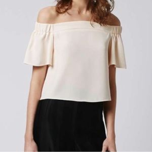 Topshop beige off the shoulder top